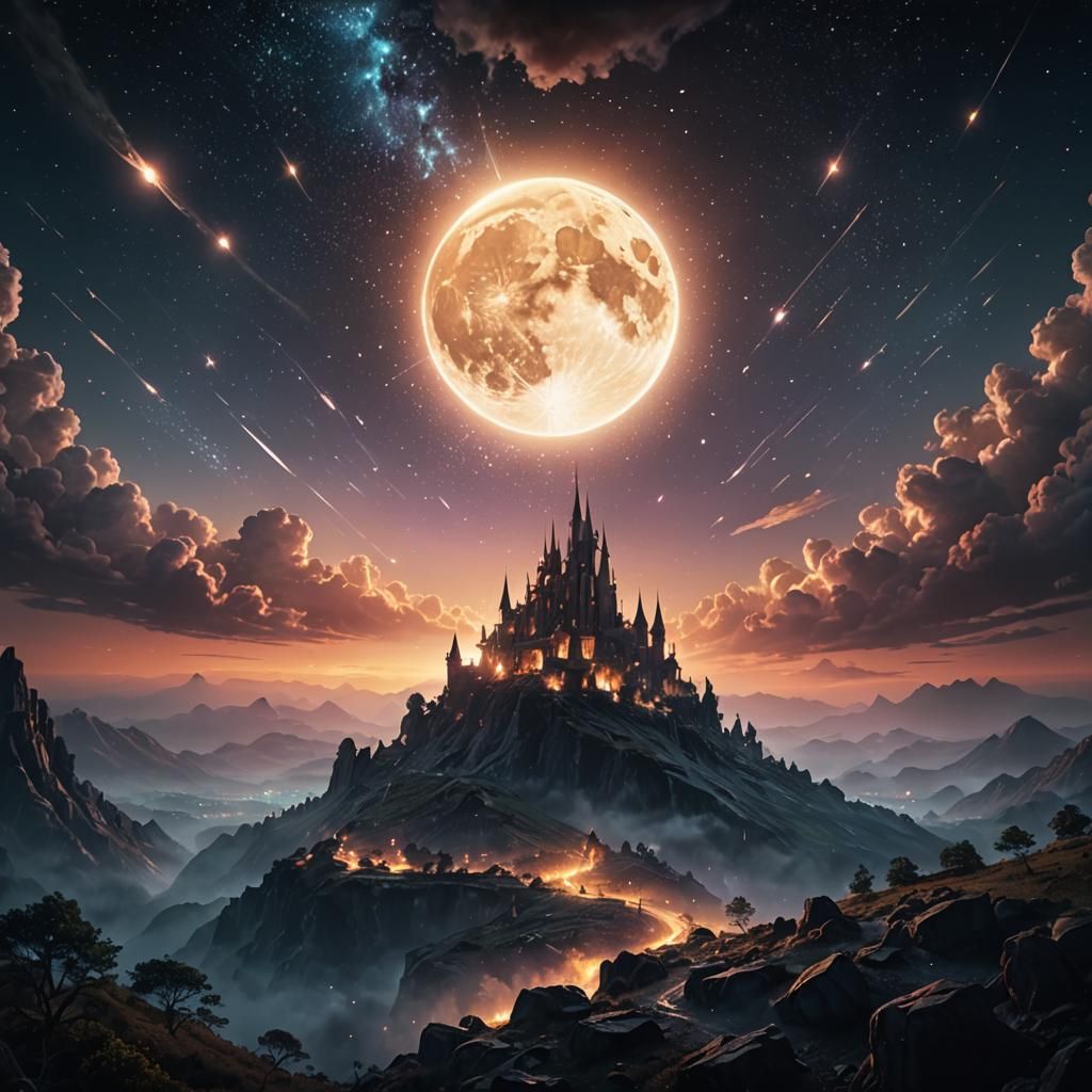 Iridescent Moonlit Night Sky