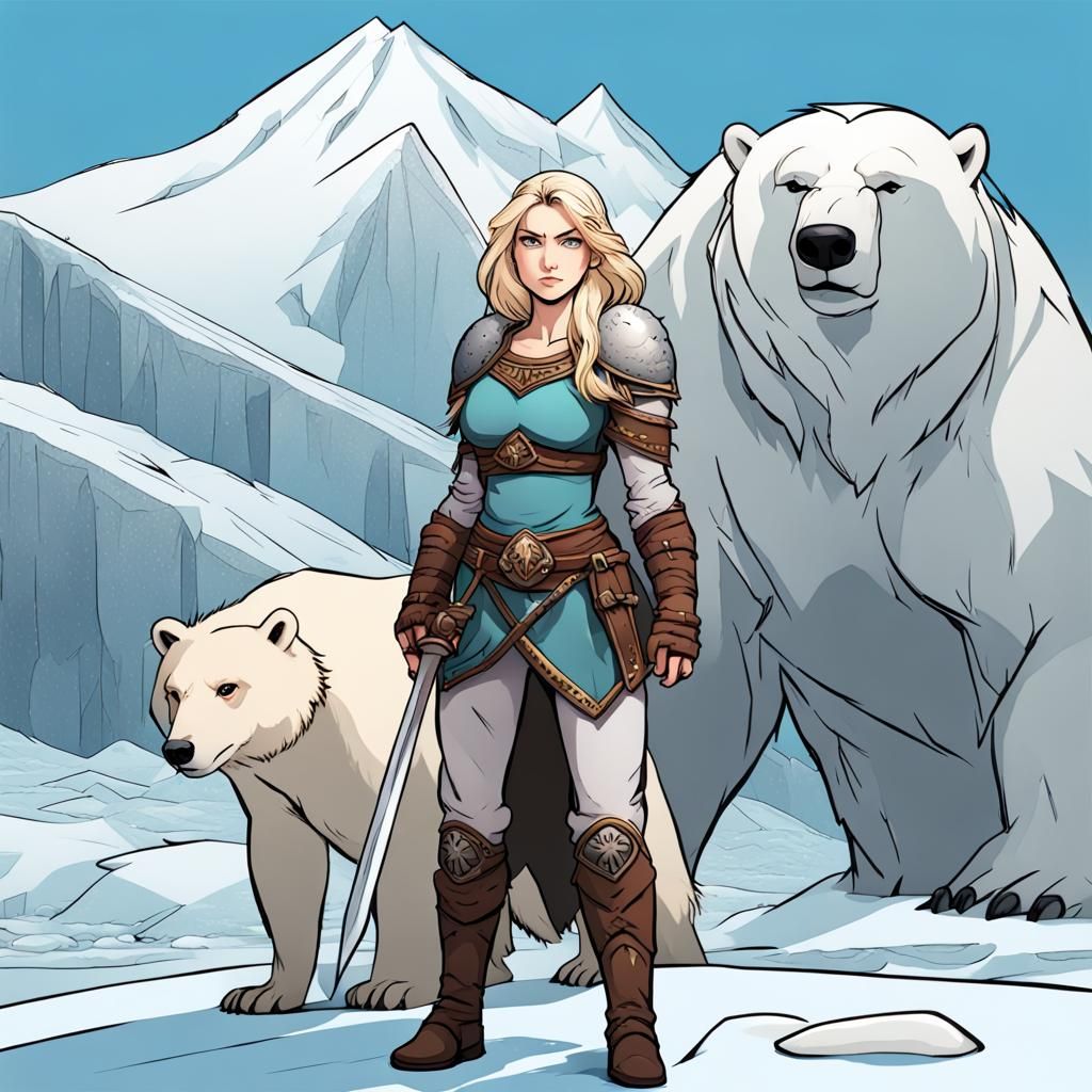 Brave Medieval Warrior in Comic Style