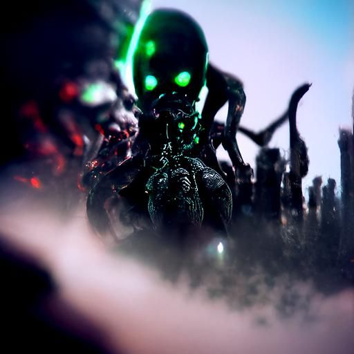 Horrific Satanic Aliens in Aetherpunk Sci-Fi Style