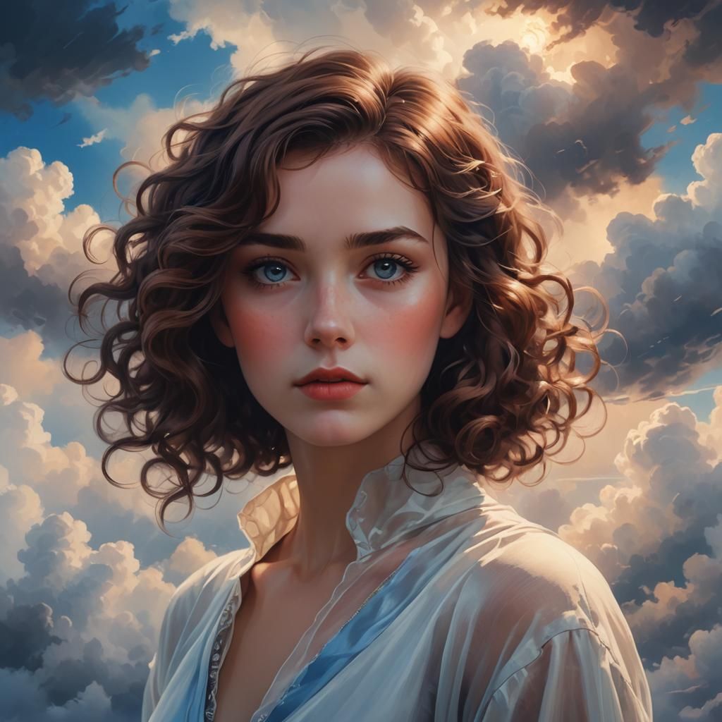 Heterochromatic Woman Portrait in Kuvshinov and Artgerm Styl...