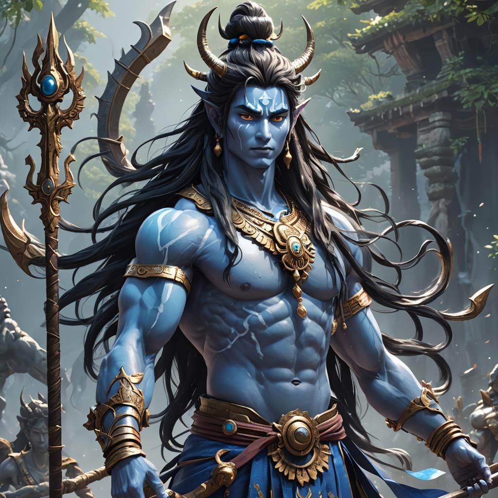 Detailed 3D Anime Art of Shiva