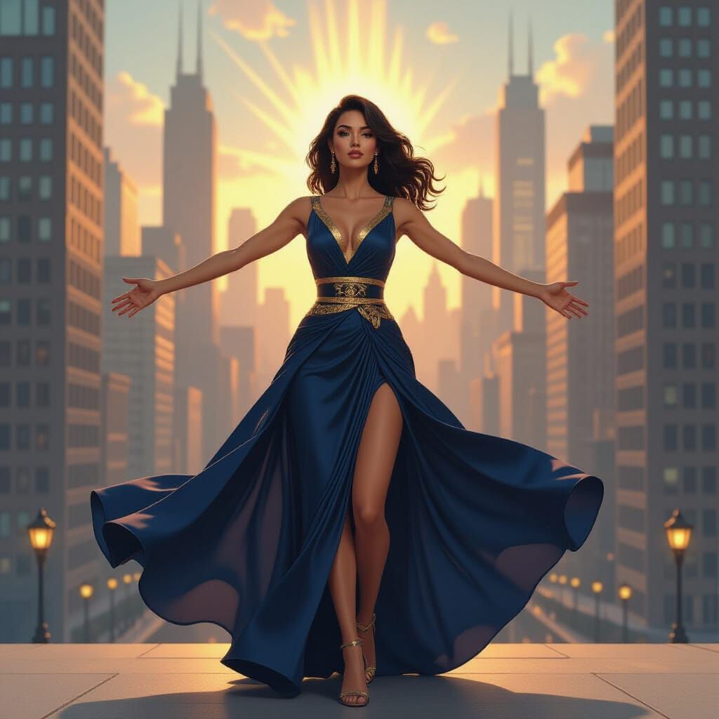 Chicago Personified as Brilliant Spirit in Digital Art