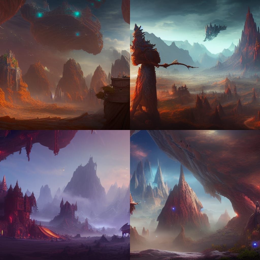 Fantastical Gathering: A Detailed Matte Painting