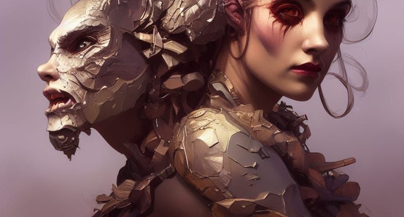 Monsters Trick-or-Treating: Hyperdetailed Portrait in Triadi...