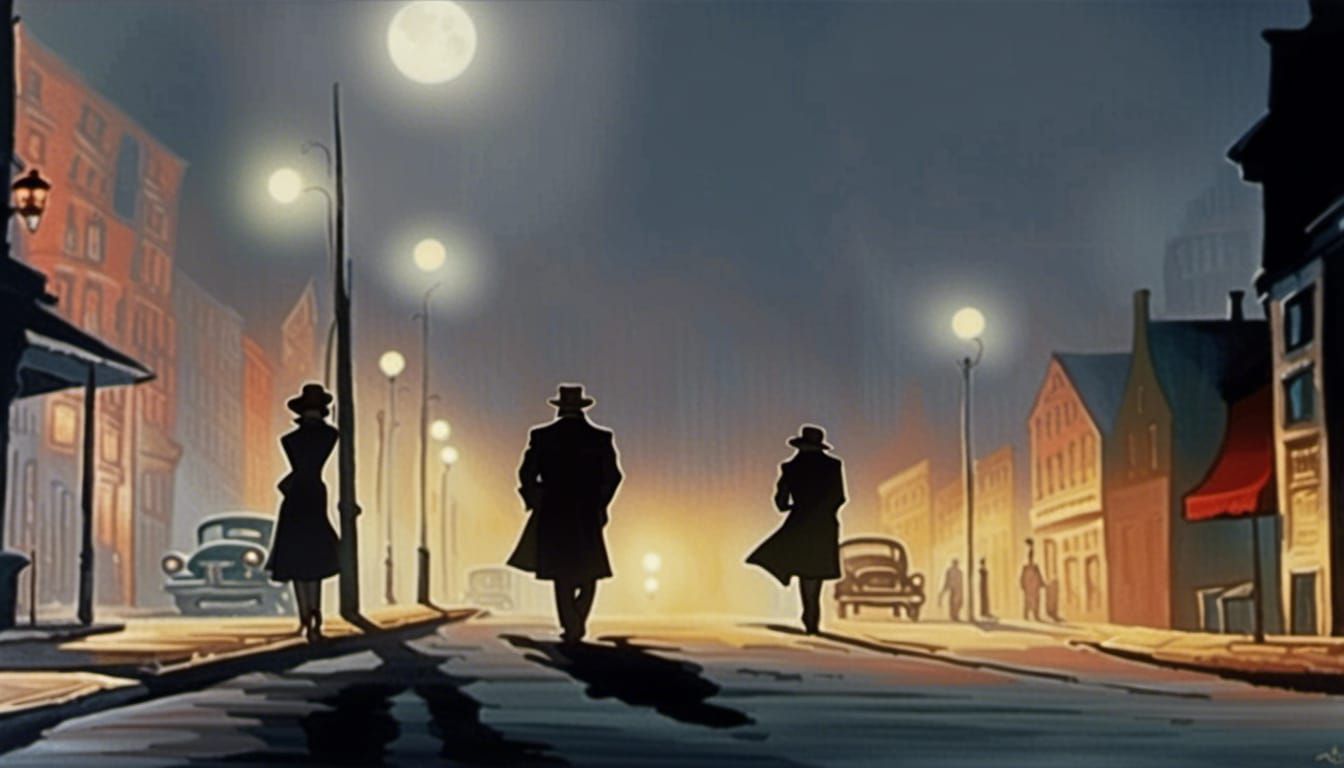 Film Noir Silhouettes in Chiaroscuro Lighting