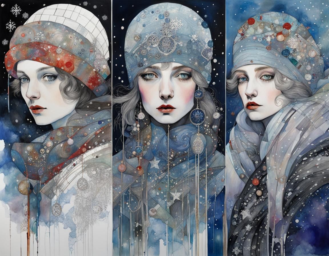 Winter Portrait in Art Nouveau Style