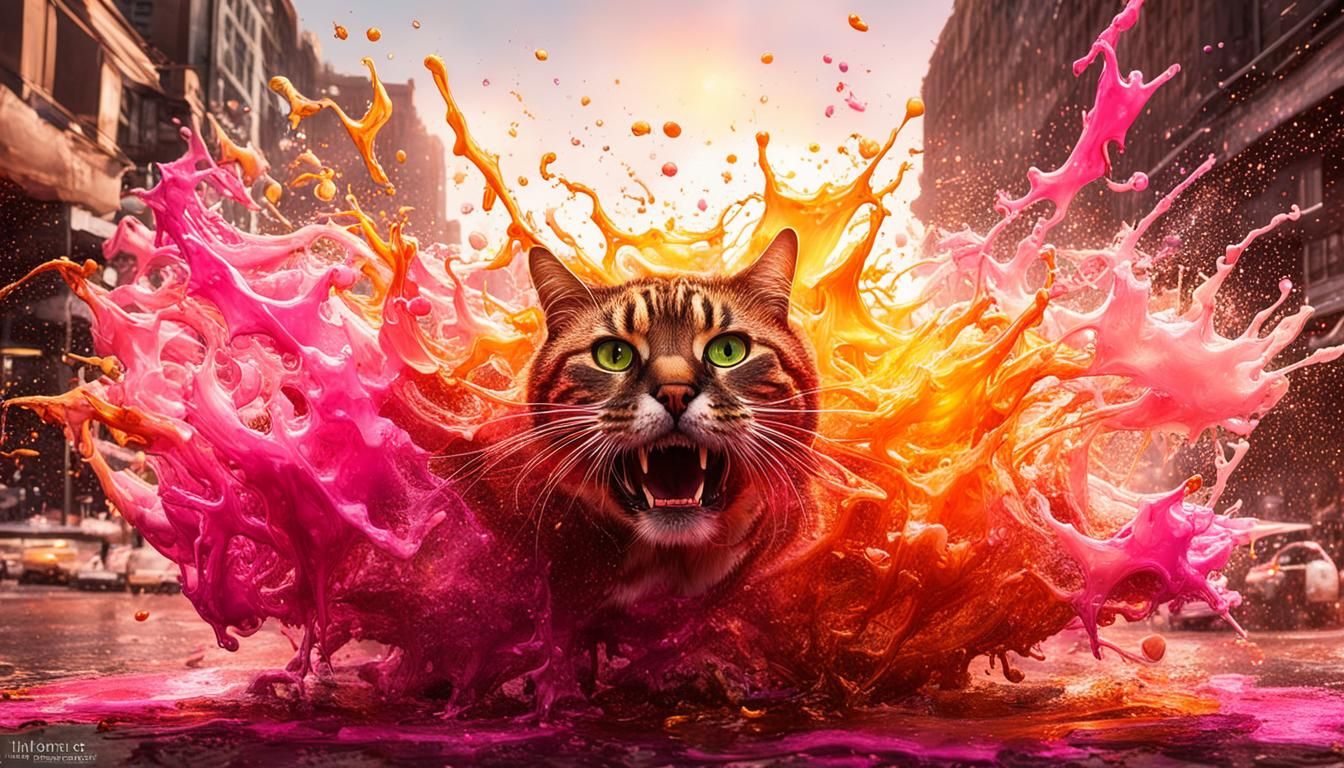 Candy Splatter Cats in Photorealistic Style
