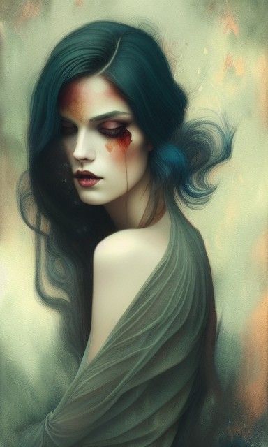 Haunted Androgynous God Portrait in Autumn Colors