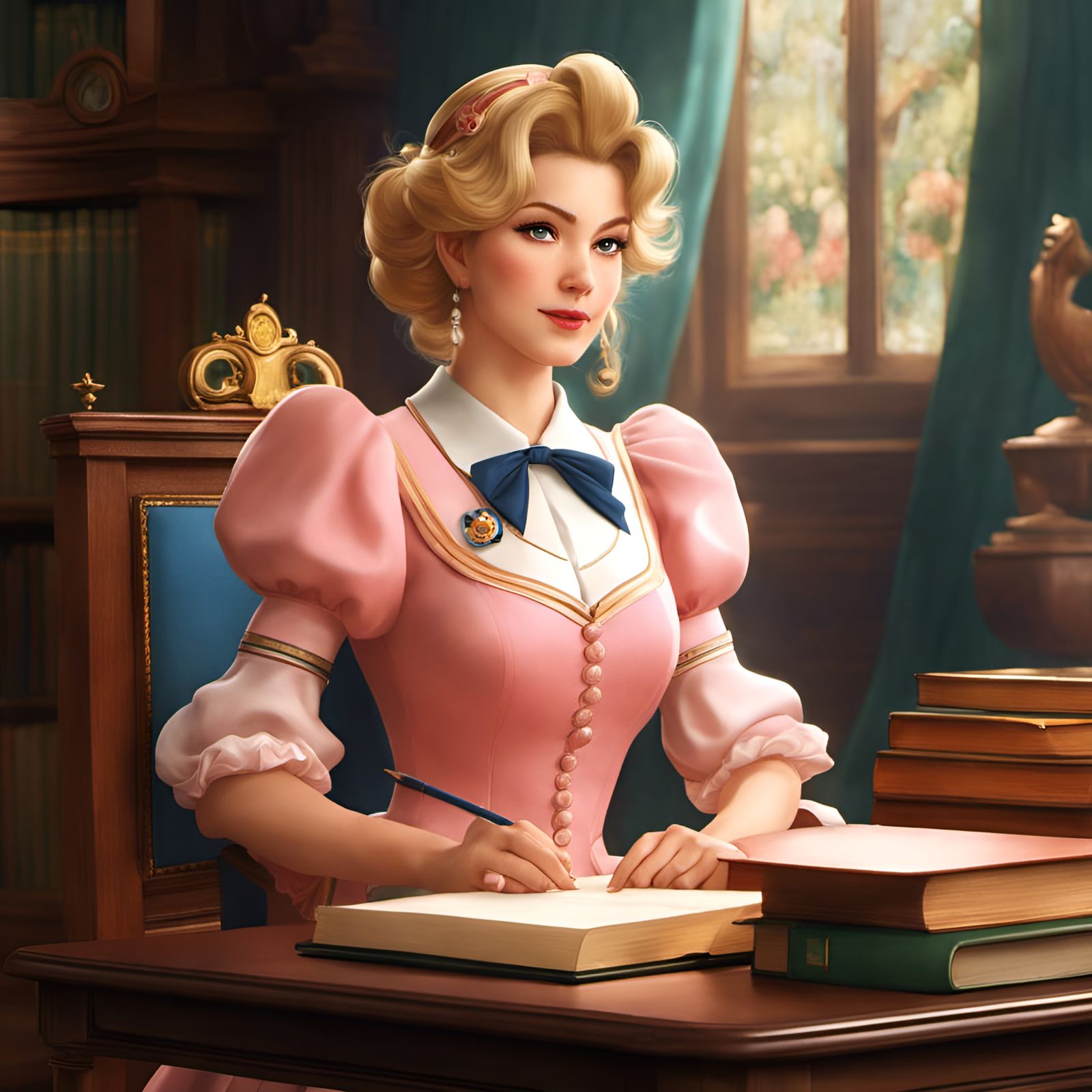Princess Peach as Teacher, Digital Illustration
