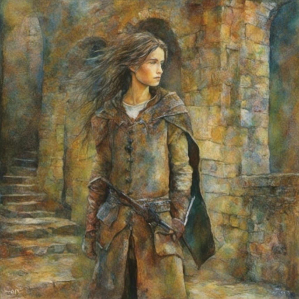 Medieval Knight with Long Hair in Old School Style