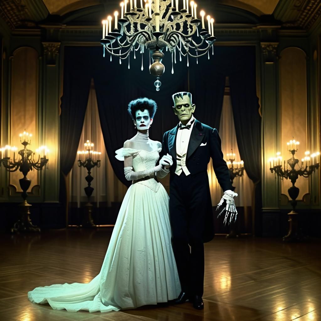 Frankenstein's Monster Ballroom Dance in Gothic Surrealism