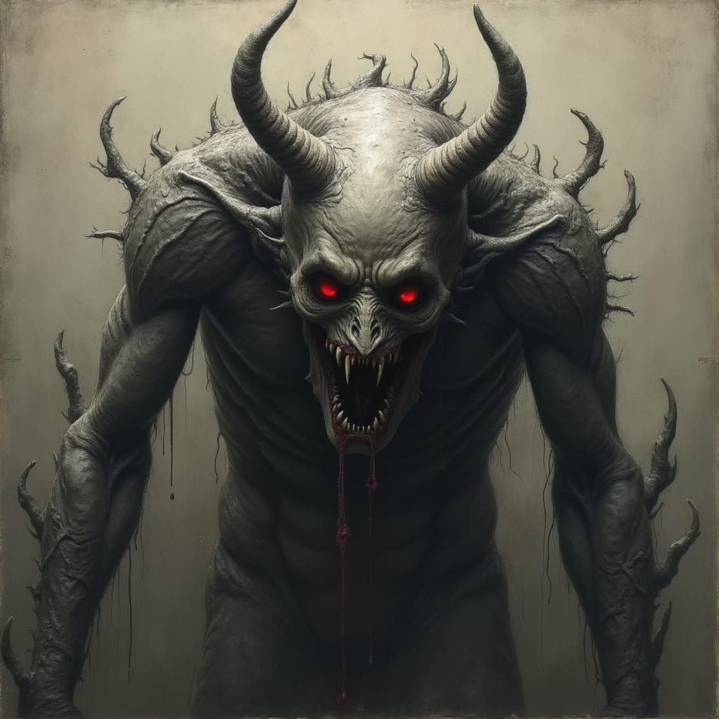 Creepy Abstract Demons & Crucifixion Black Metal Art