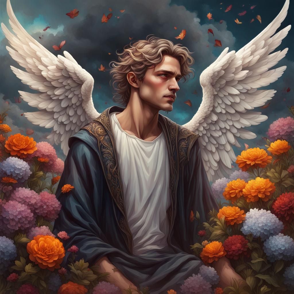 Fallen Angel in Dark Fantasy Style