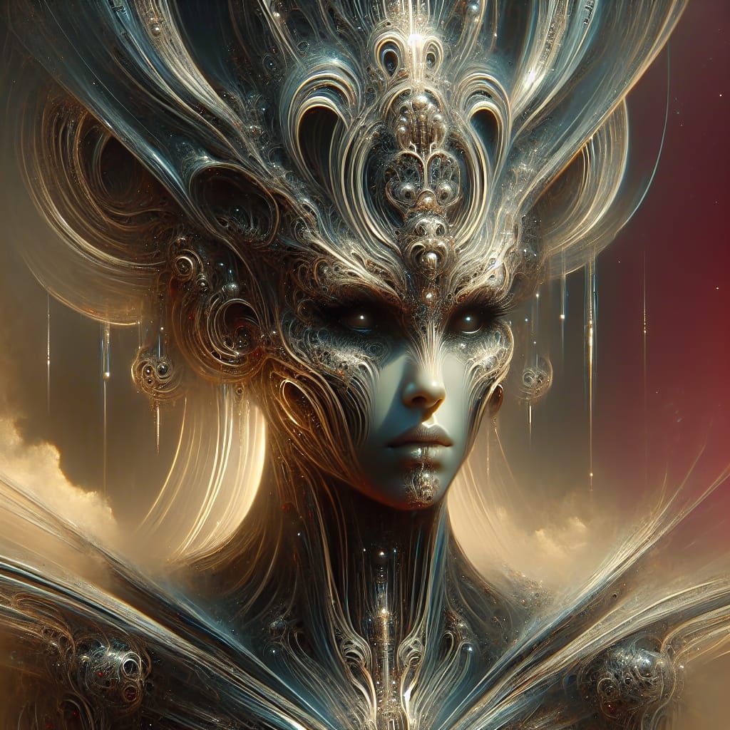 Gigantic Interstellar Warrior Woman in Photorealistic Detail