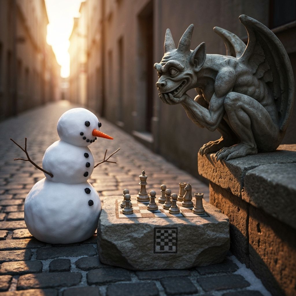 Snowman and Gargoyle Chess Match