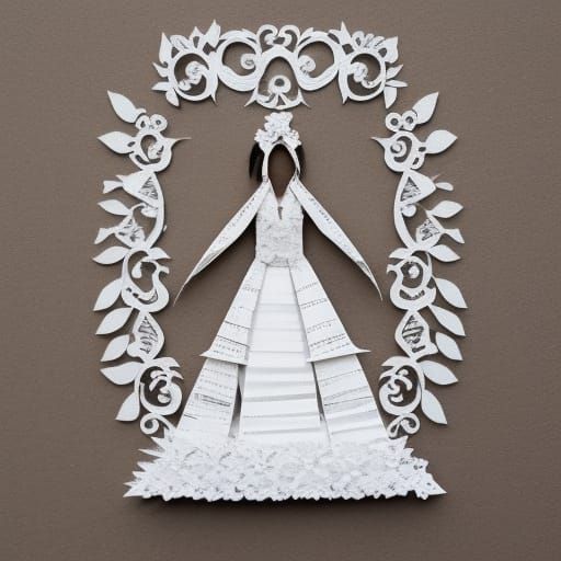 Paper Sculpture of Bride in Mountain Meadow