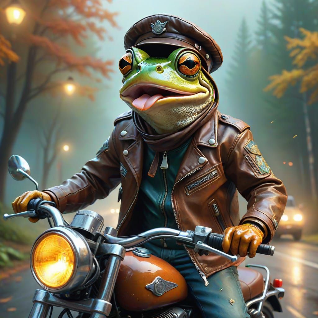 Surreal Frog Rider in Dramatic Fantasy Art
