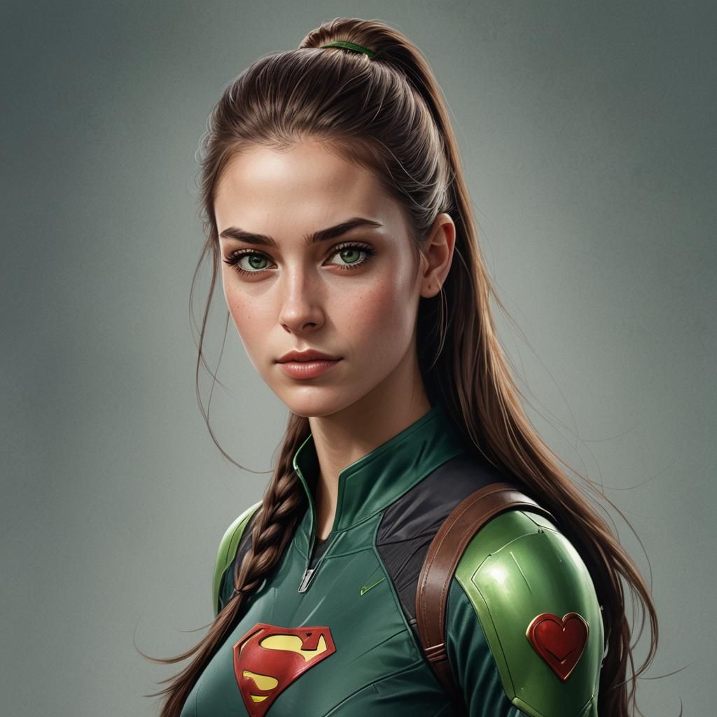 Hyperrealistic Portrait of a Young Woman as Superhero
