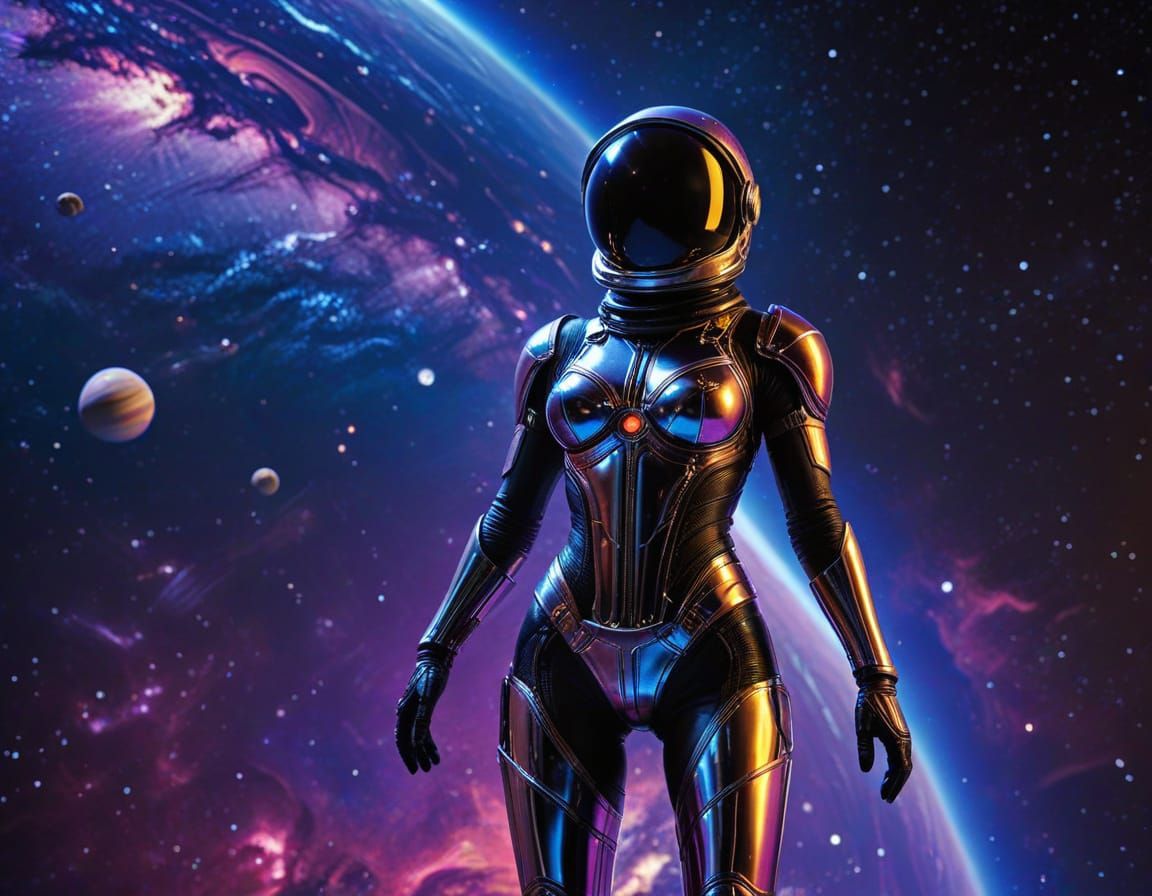 Retrofuturist Space Goddess in Art Deco Splendor