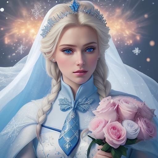 Elsa in Suit and Tie with Floral Ornaments