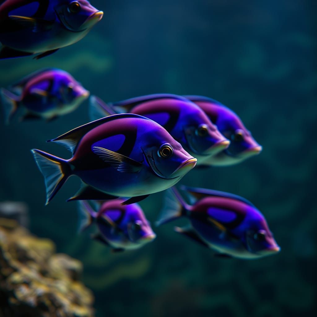 Aquarium Life: Family of Purple Tang Fish