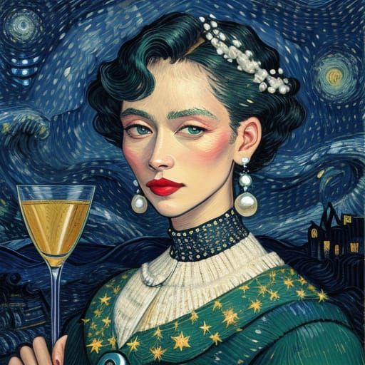 Ethereal Parisian Nightlife in Vibrant Green Hues