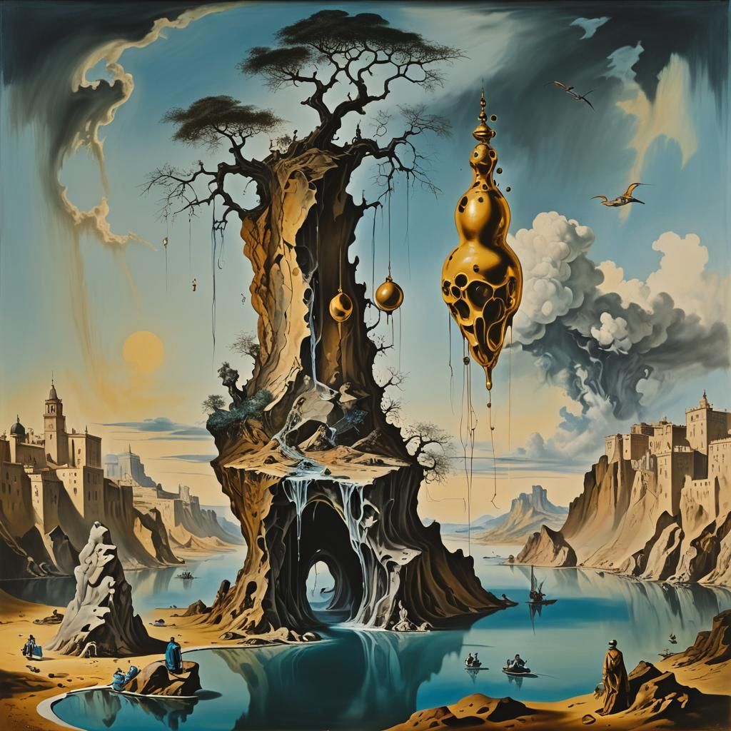 Surreal Melting Oil Painting in Dali Style