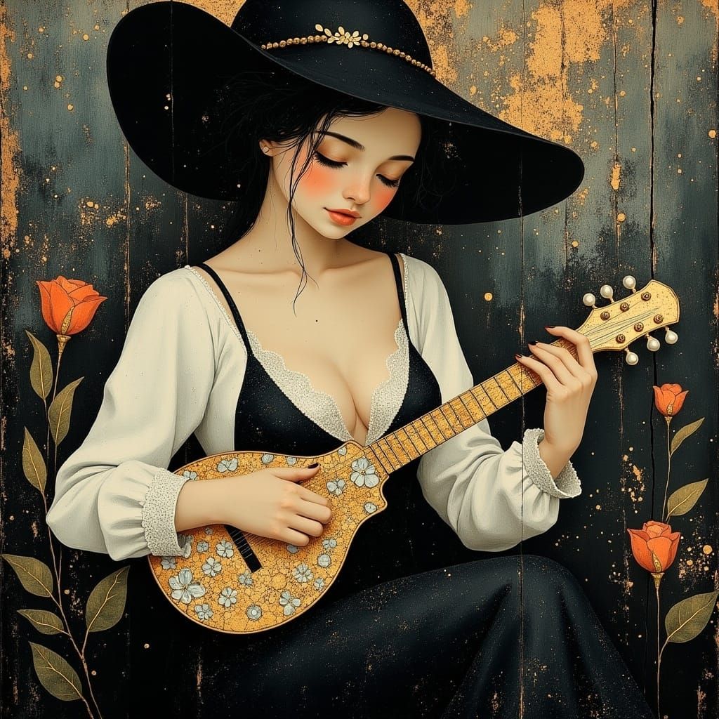 Ethereal Siren in Victorian Mourning Attire