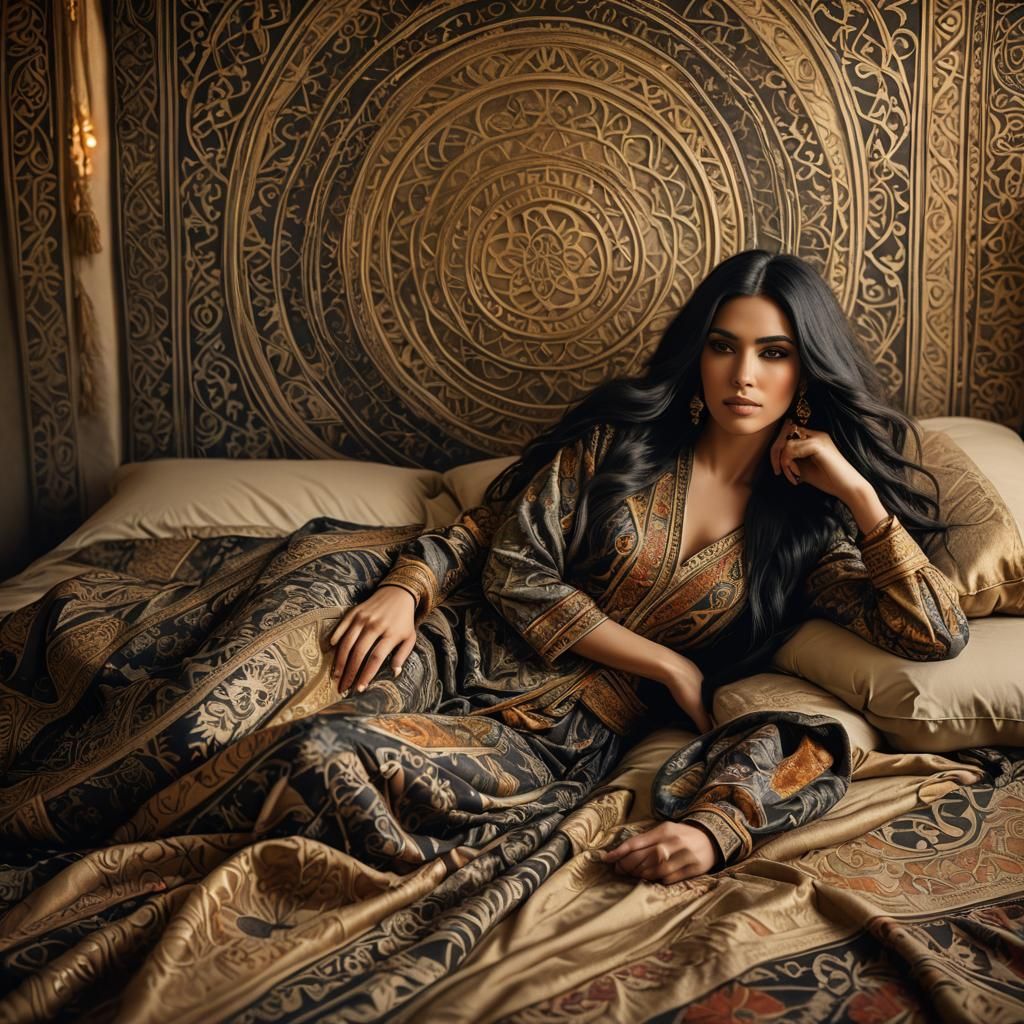 Elegant Middle Eastern Woman in Art Nouveau Style