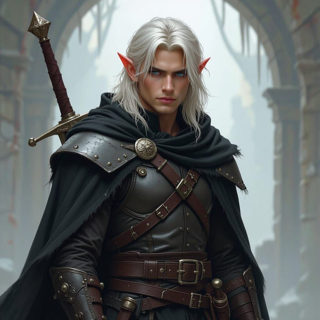 Elf Warrior with Great Sword in Mystical Realm