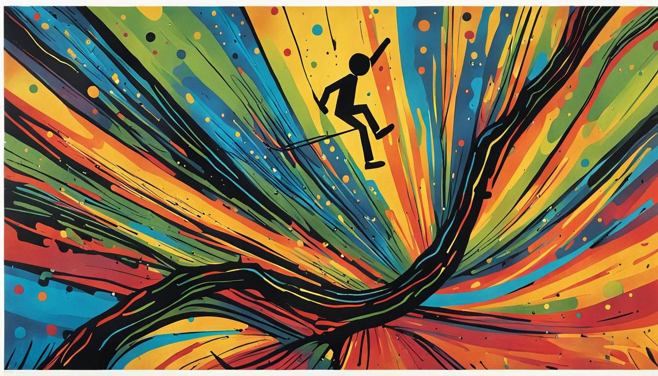 Whimsical Stick Figure Poster in Colored Inks