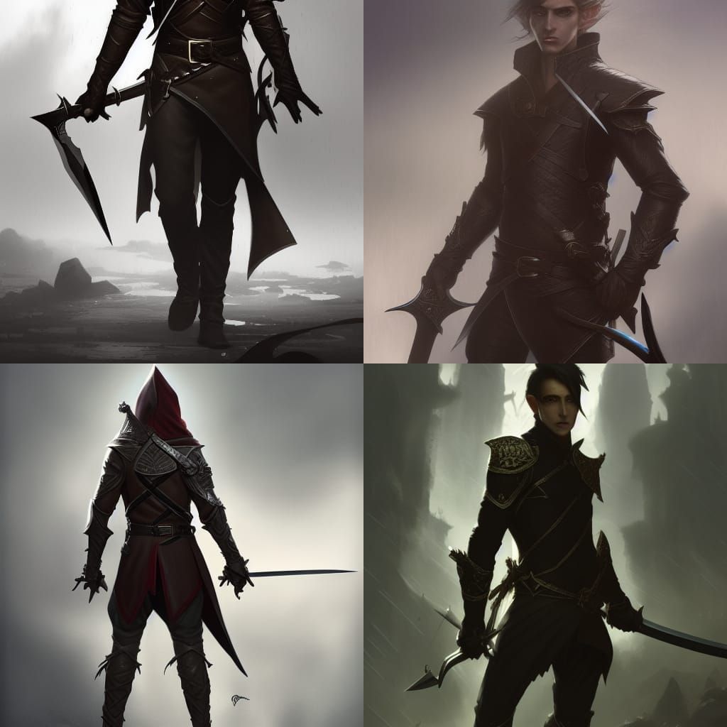 Elf Rogue Concept Art in Dark Fantasy Style
