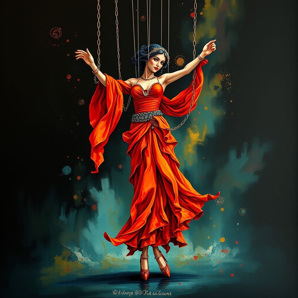 Gypsy Marionette Trapped in Chains of Art