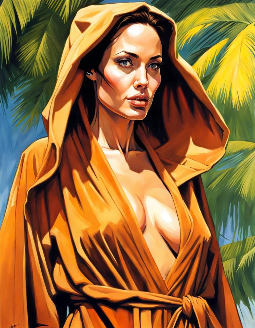 Amazon Woman Portrait in Historical Illustration Style