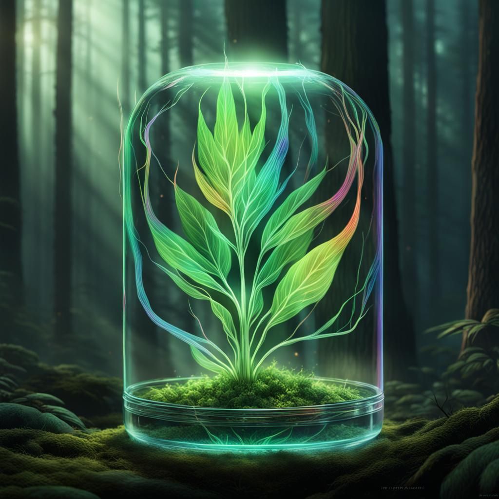 Magical Rainbow Plant in Enchanted Forest