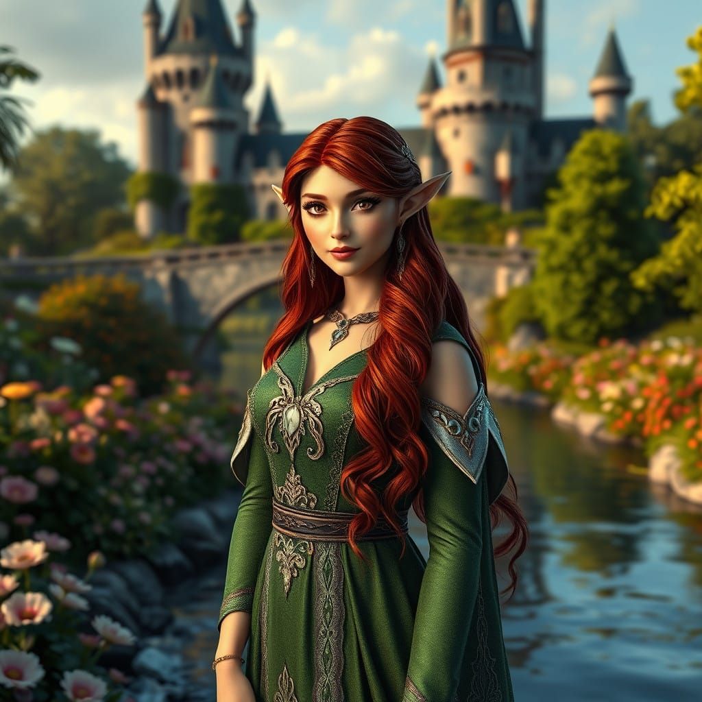 A Ginger Elf Queen in Castle's Riverside