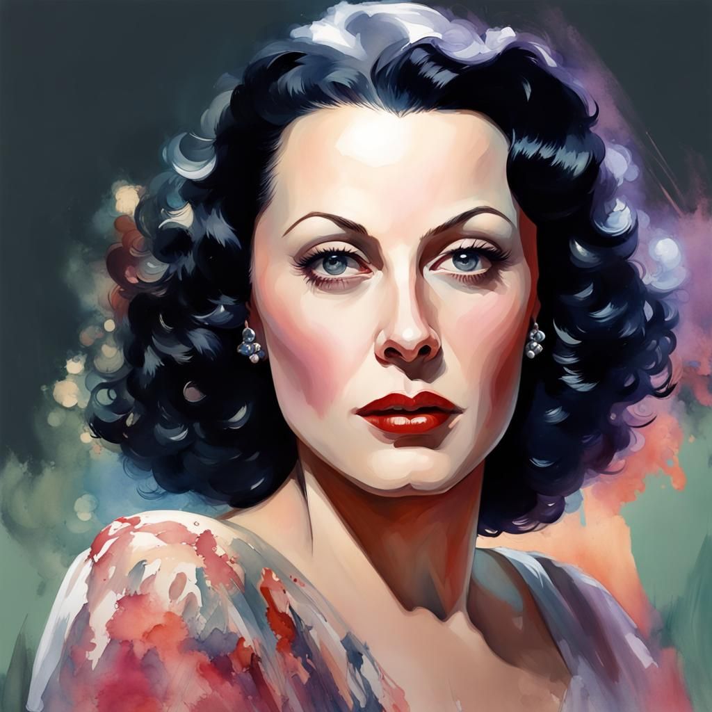 Watercolor Portrait with Dynamic Lighting and Intricate Deta...