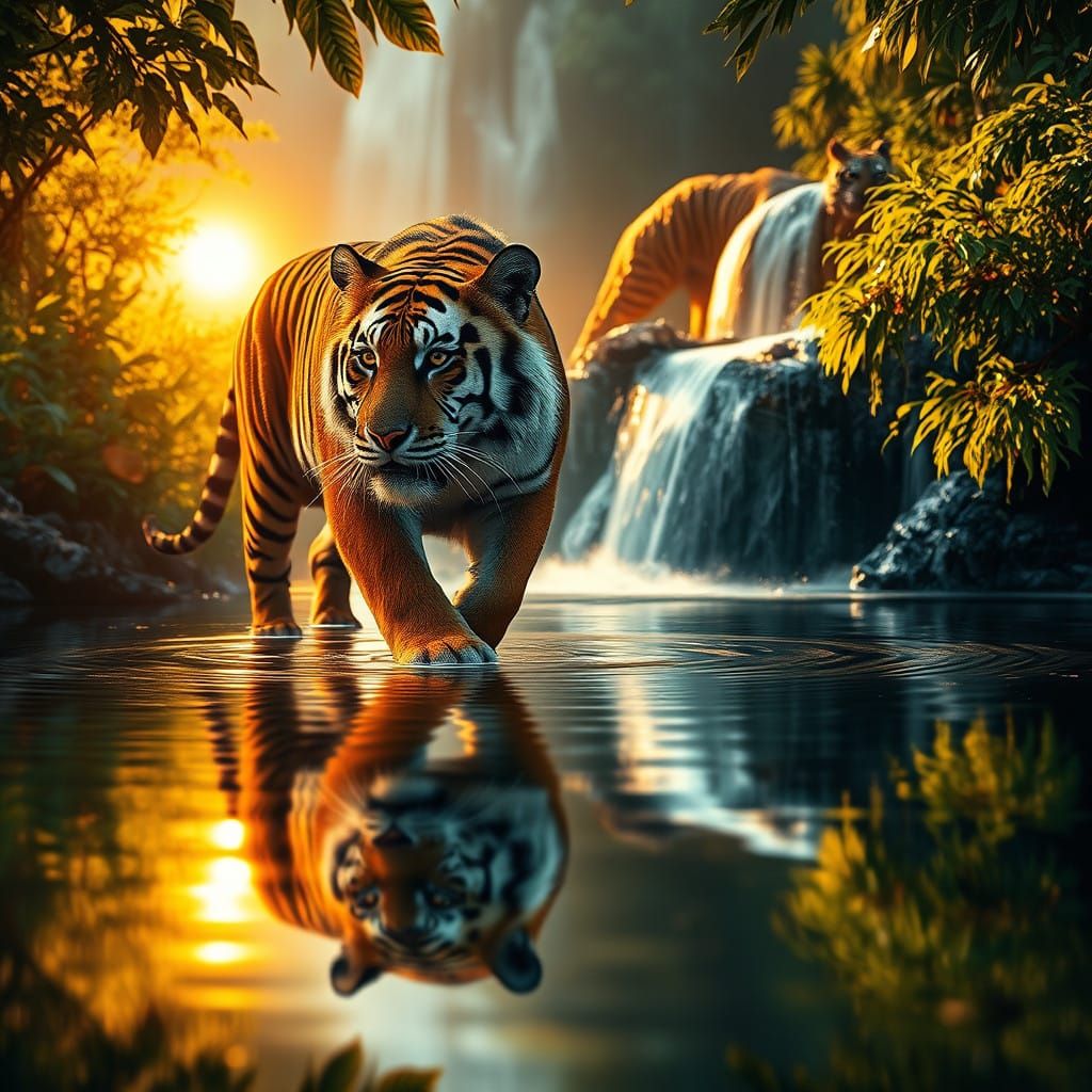 Majestic Tiger in Golden Sunset Light