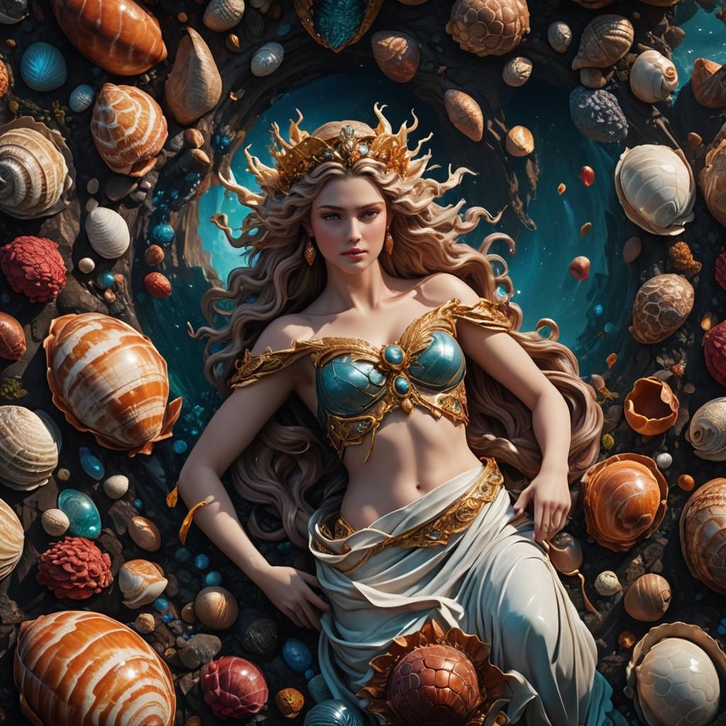 Aphrodite Emerges: Detailed Matte Painting in Deep Color