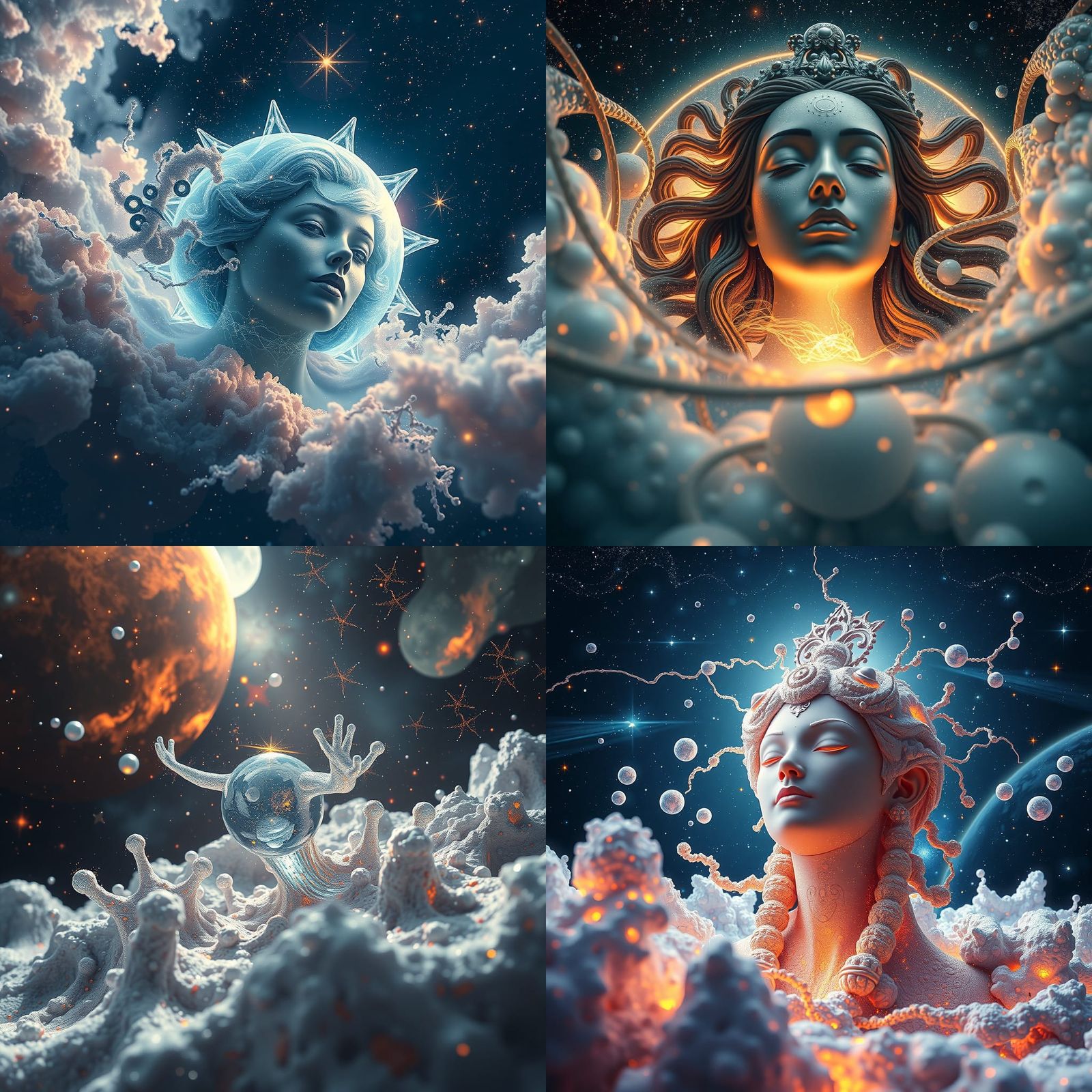 Dynamic Goddess Portrait in Hyperspace Galaxyscape