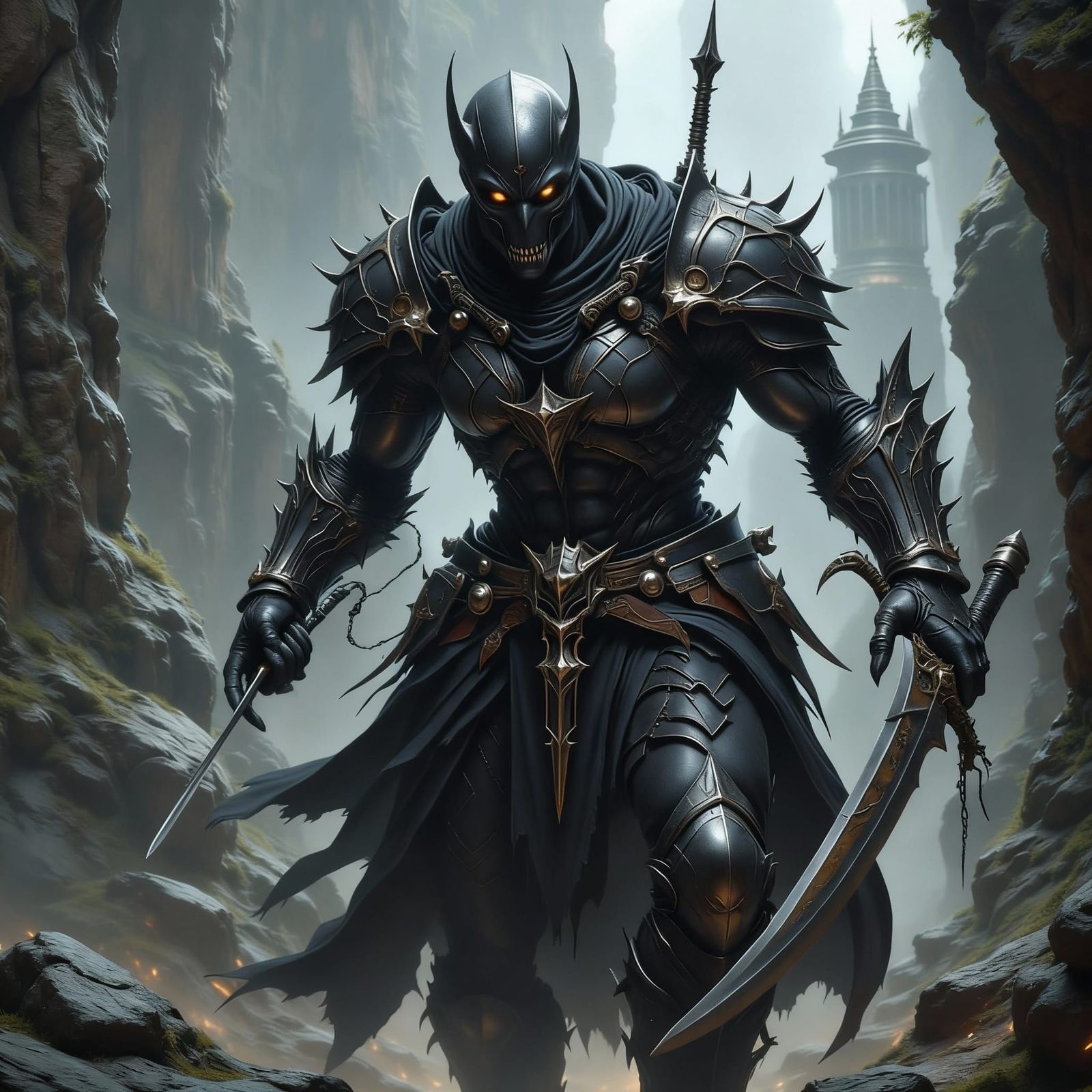 Shadow Warrior in Grimdark Fantasy Armor