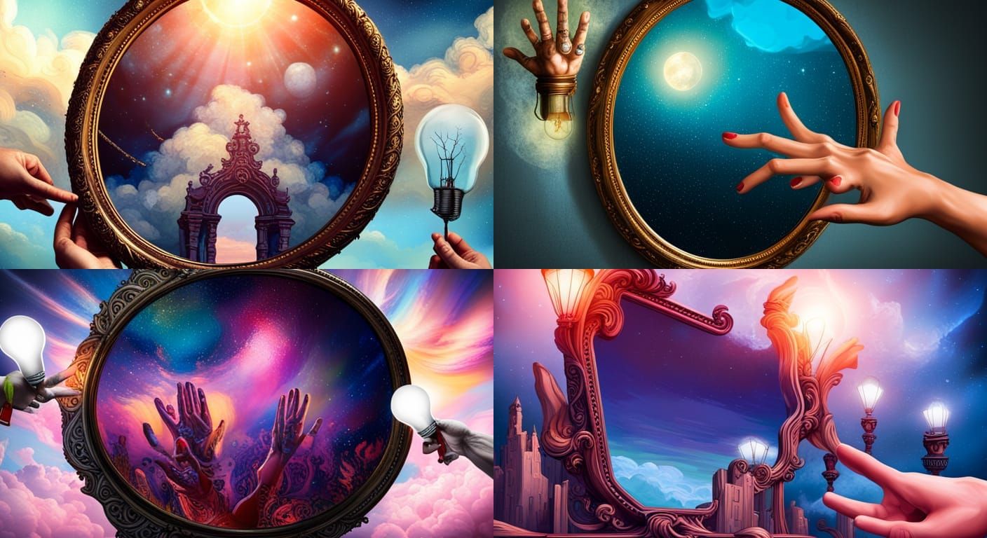 Surreal Hand Reaching From Mirror, Graffiti Art