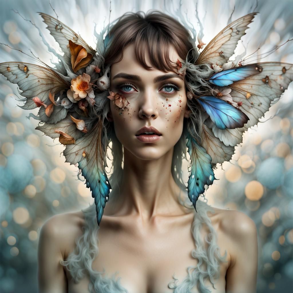 Surreal Biological Montage with Magical Particles