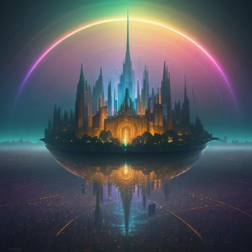 Surreal Metropolis Inside a Luminous Raindrop