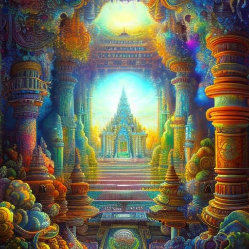 Sky Temple: Solarpunk Fantasy in Detailed Digital Painting