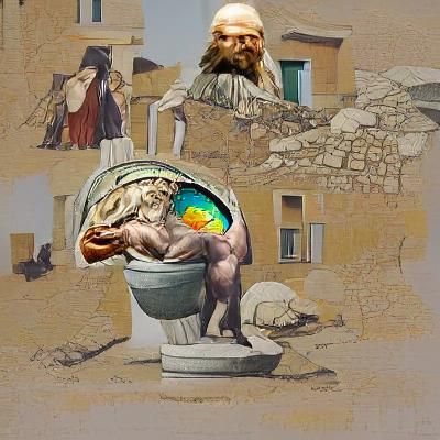 Surreal Big Brain Diogenes Illustration