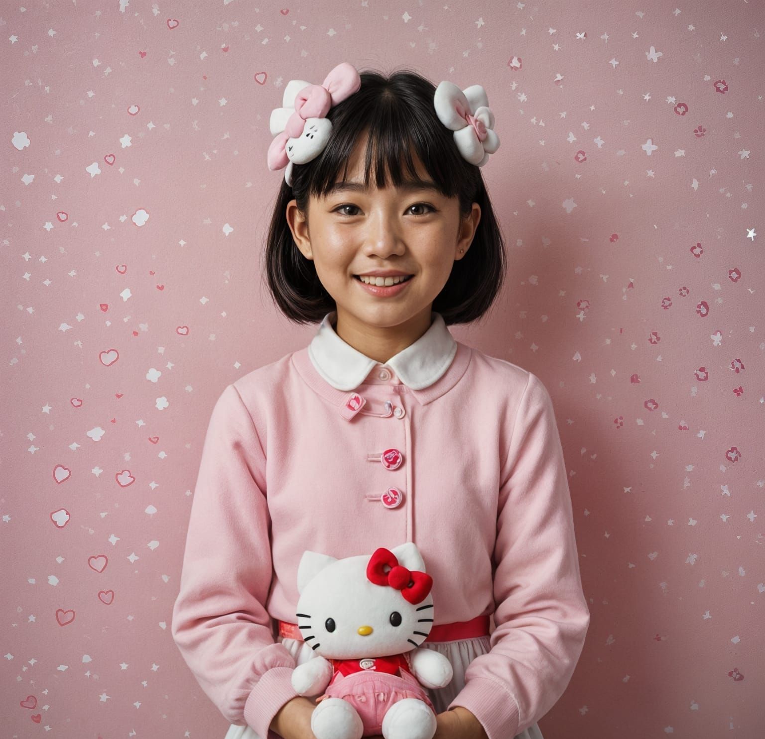 Girl and Hello Kitty in Junji Ito Style