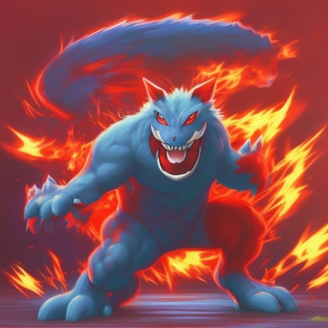 Incineroar Pokemon in Comic Book Art Style