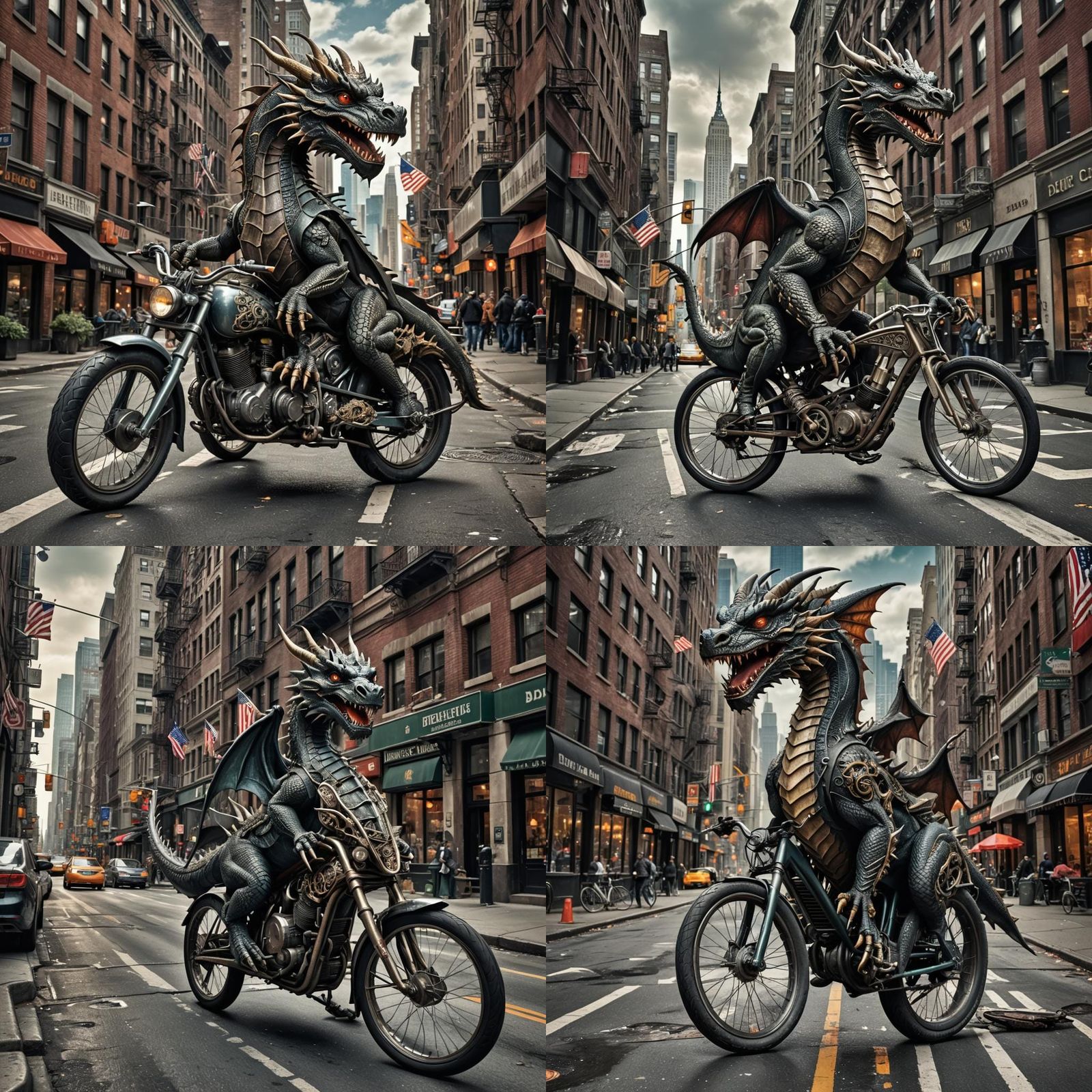 Dragon Rides Motorcycle Through New York City