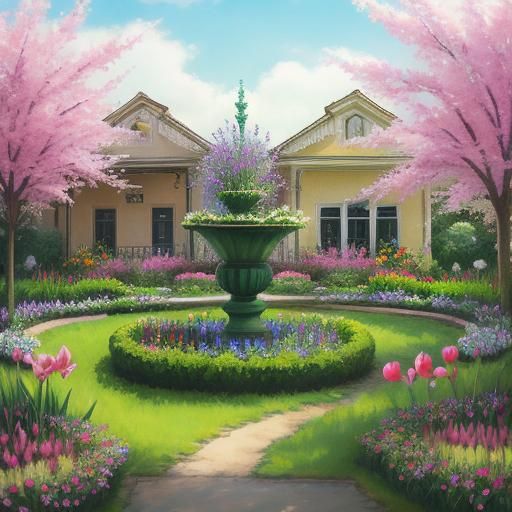 Whimsical Spring Garden in Trapunto Style